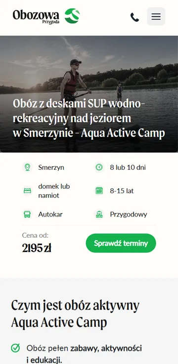Obozowa Przygoda - widok mobilny oferty obozu